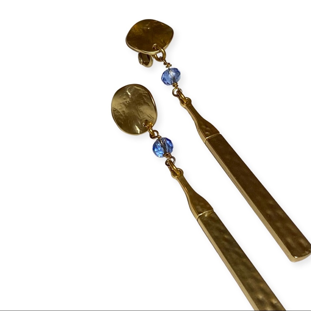 Gold Plated Dangle Clip On Earrings